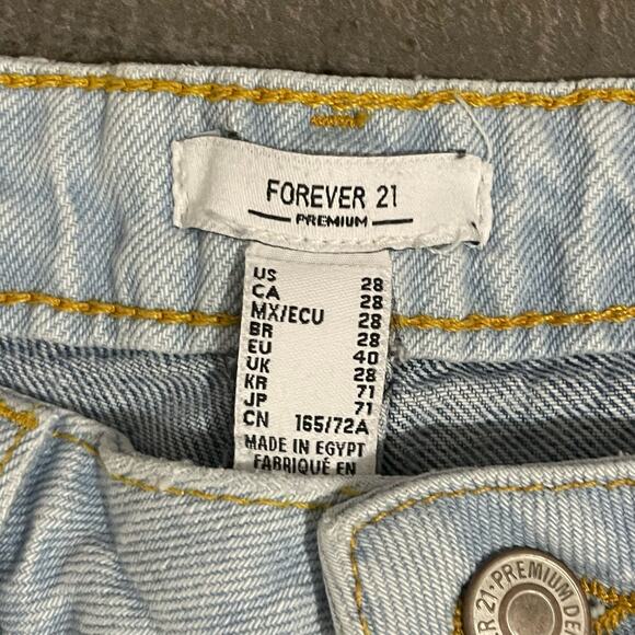 Forever 21 Jeans Distressed Low Rise Baggy Wide Leg Colorblock Women's 28 Blue - Picture 8 of 12